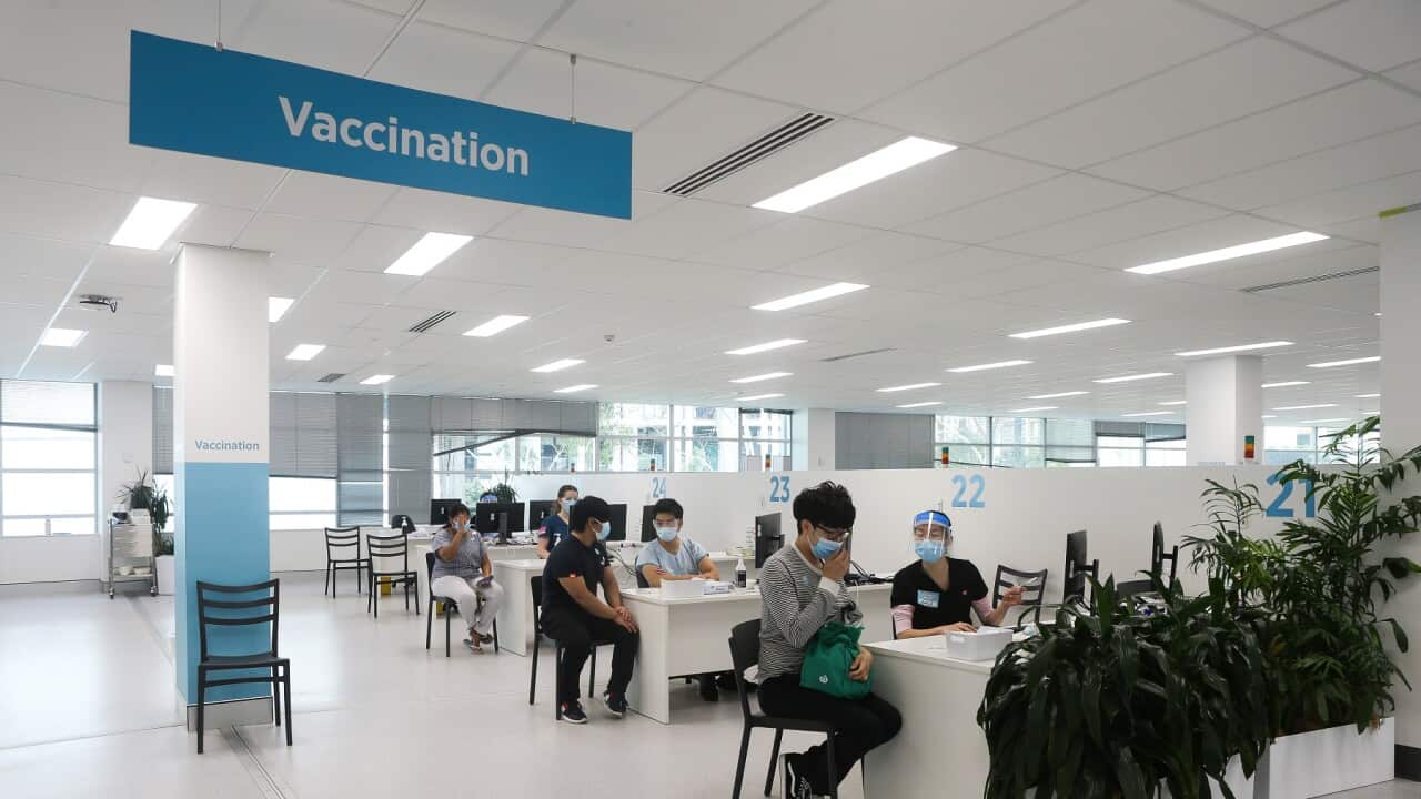 A general view of the Homebush vaccination hub