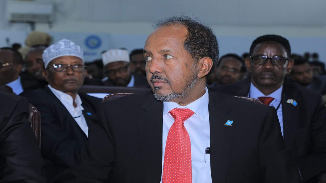 Newly elected Somalia President Hassan Sheikh Mohamud following his swearing-in