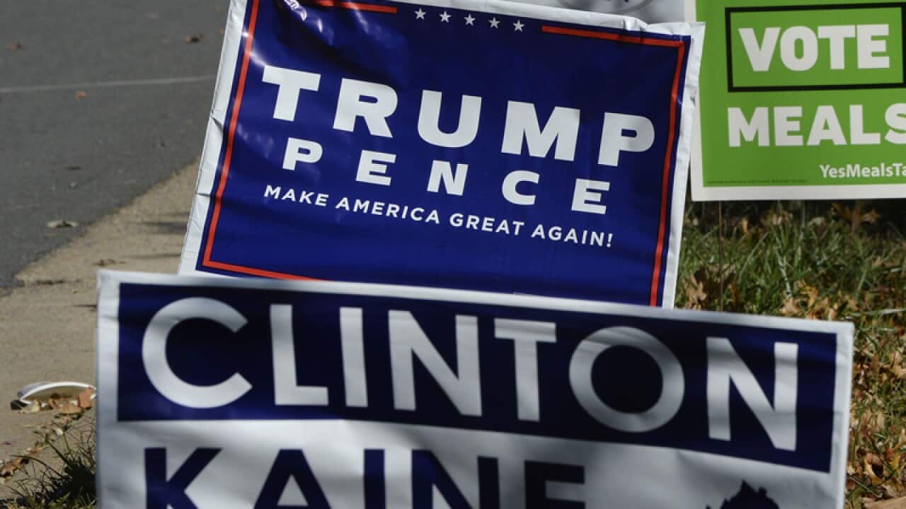 Trump and Clinton campaign signs