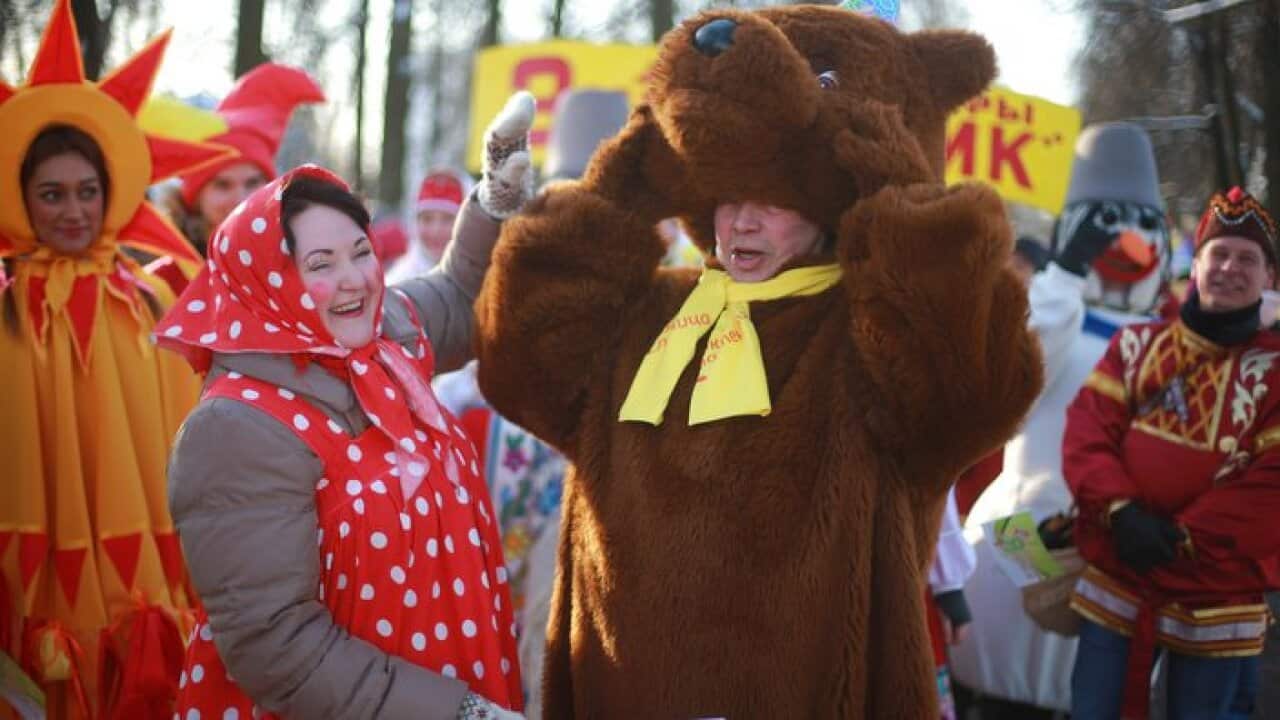 Maslenitsa celebrated in Yaroslavl, Russia