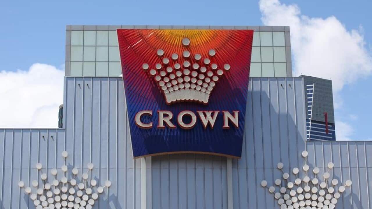 A Crown Casino sign at its Melbourne precinct.