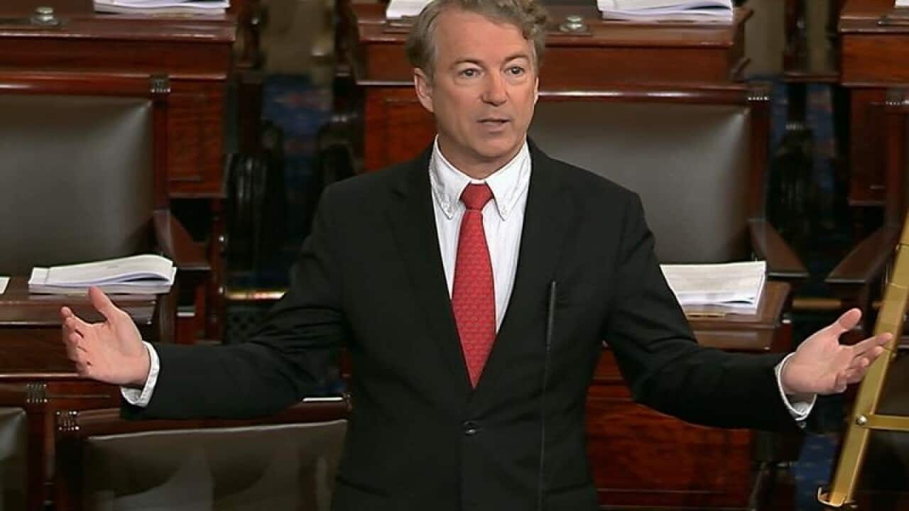 US senator Rand Paul speaks on the Senate floor in Washington.