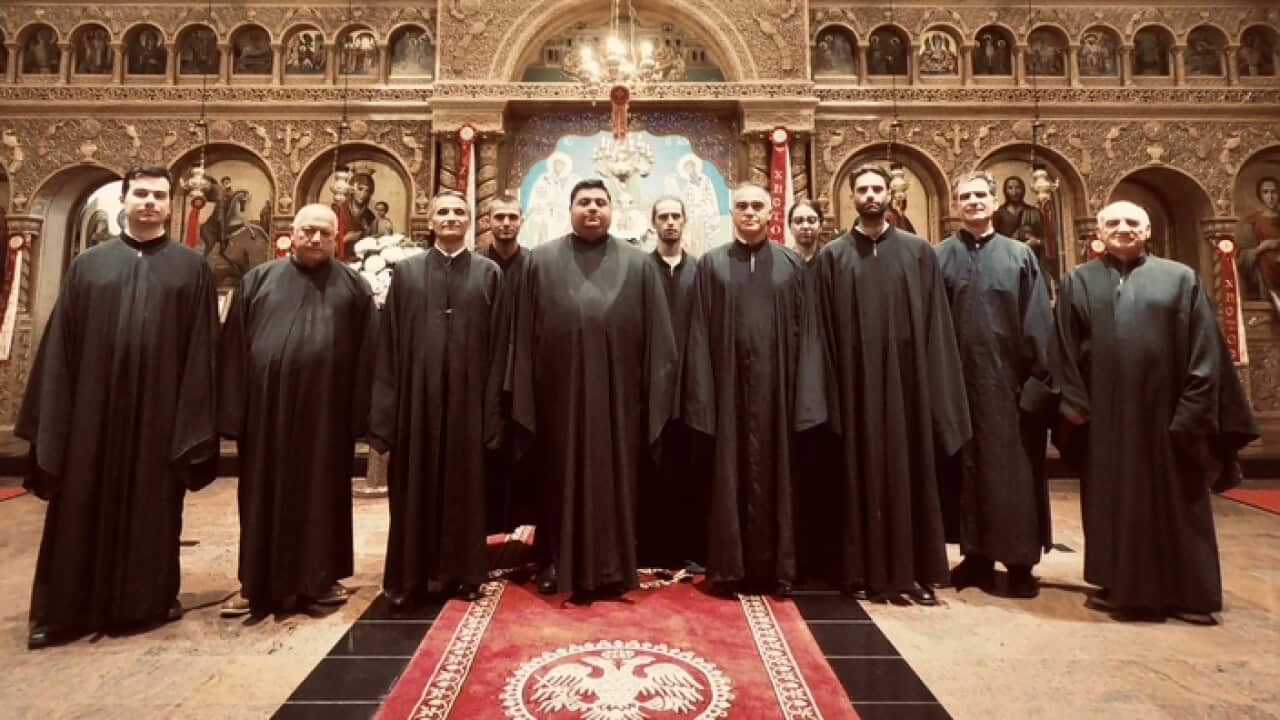 Choir members wearing the traditional ecclesiastical robes