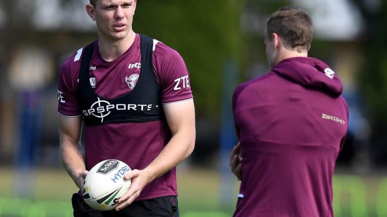 Manly players Tom Trbojevic and Daly Cherry-Evans