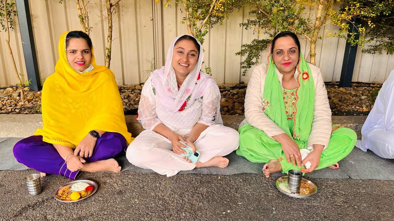 Members of the Gurdwara outside the temple in Albury