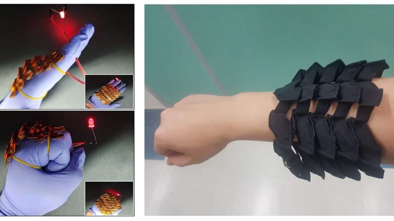 The flexible, stretchable battery developed by the research team of Dr. Bongkyun Jang and Dr. Seungmin Hyun at the KIMM Department of Nano-Mechanics