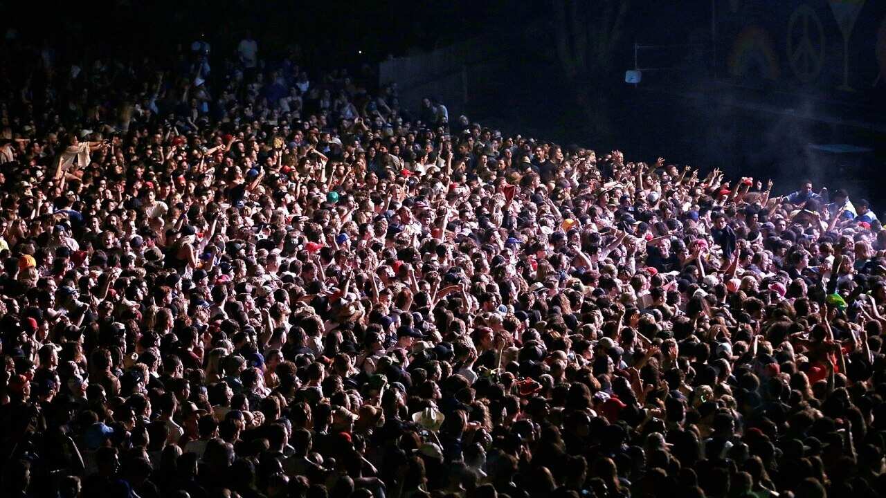 A crowd at a NSW music festival (pre-COVID)