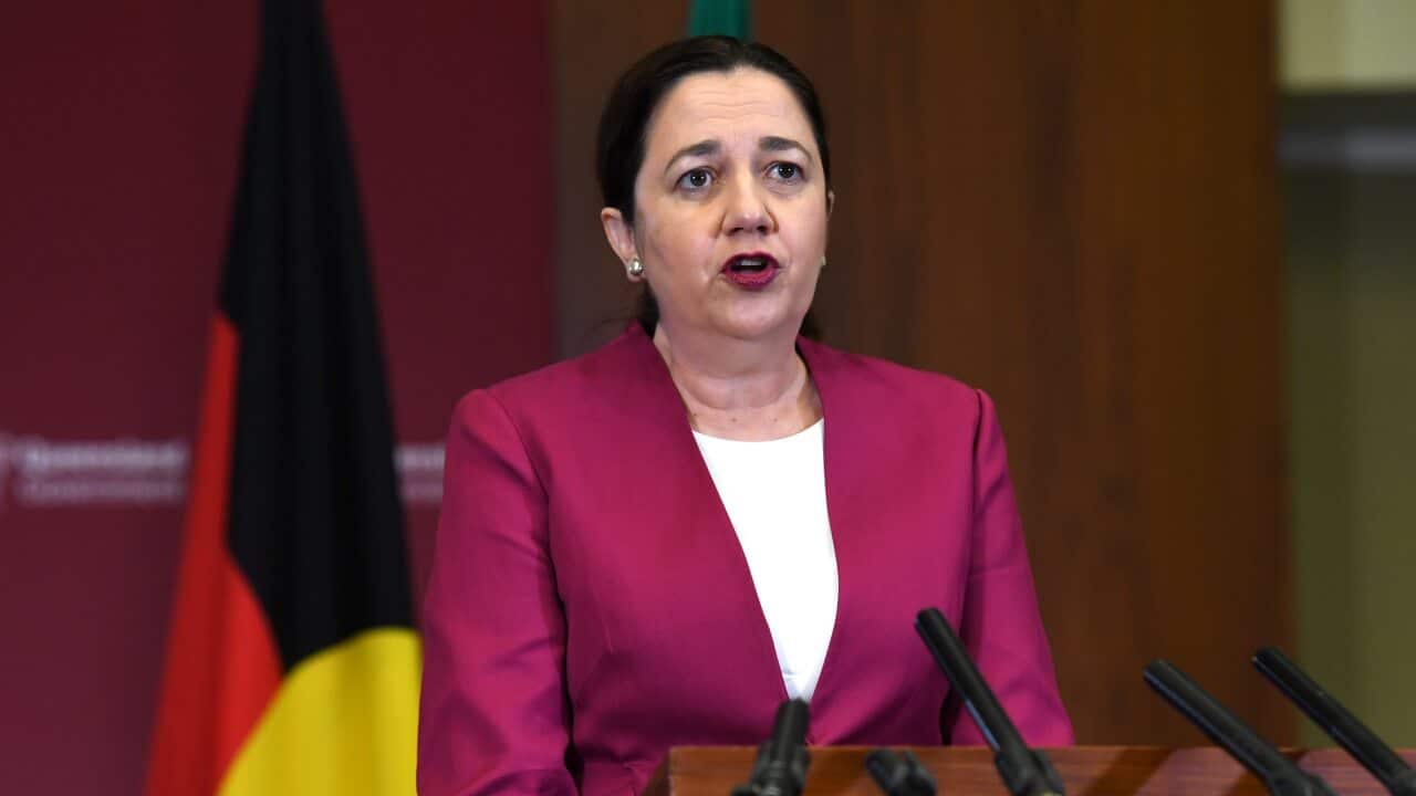 Queensland Premier Annastacia Palaszczuk at a press conference at Parliament House in Brisbane.
