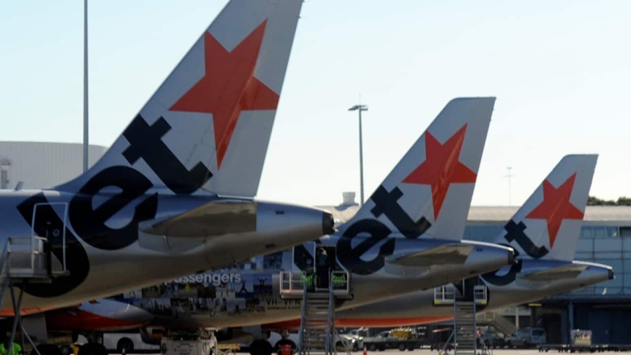 Jetstar planes at an airport