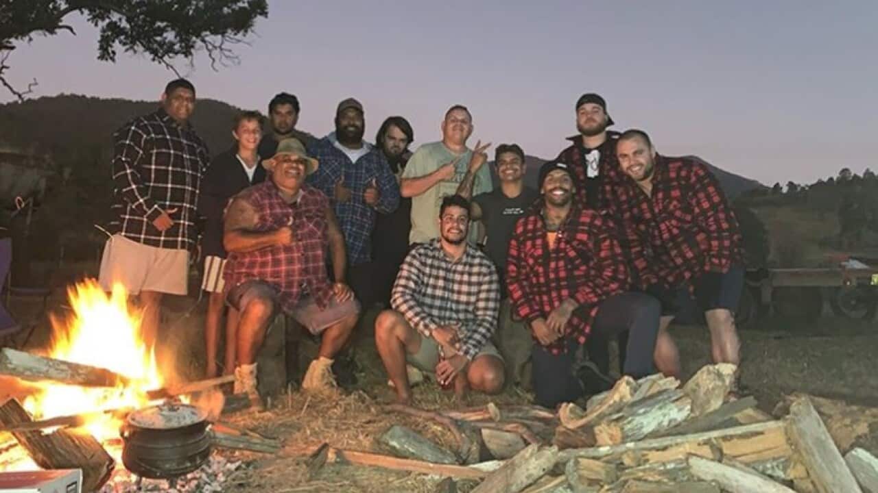 Josh Addo-Carr (third from right) and Latrell Mitchell (fourth from right) appearing to flout the government's coronavirus guidelines.