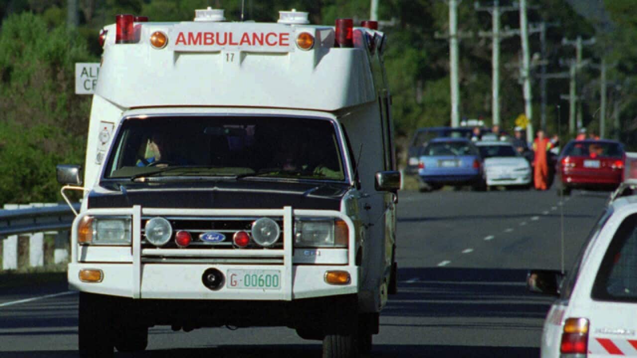 A ambulance rushes to hospital, Tasmania