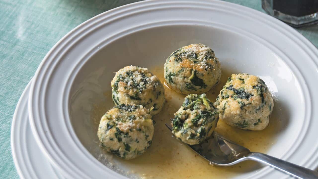Gnocchi with mixed greens and cave-ripened cheese