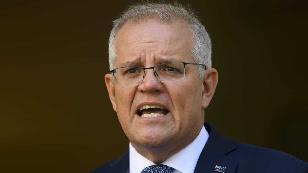Prime Minister Scott Morrison speaks during a press conference at Parliament House in Canberra.