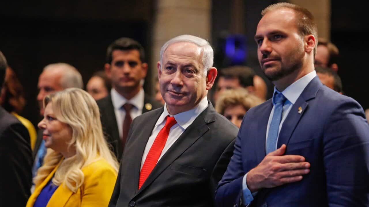 Israeli Prime Minister Benjamin Netanyahu and Brazilian Federal Deputy Eduardo Bolsonaro