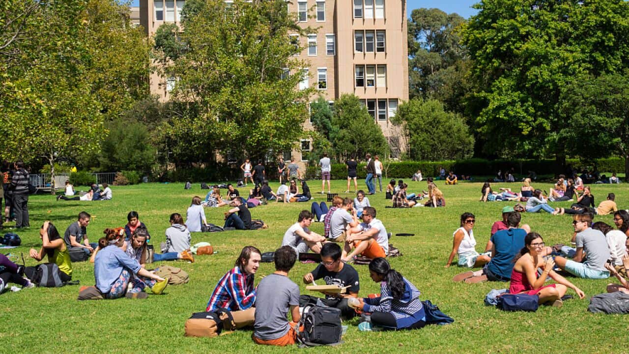 Australia, Carlton Parkville University of Melbourne South Lawn students John Medley Building