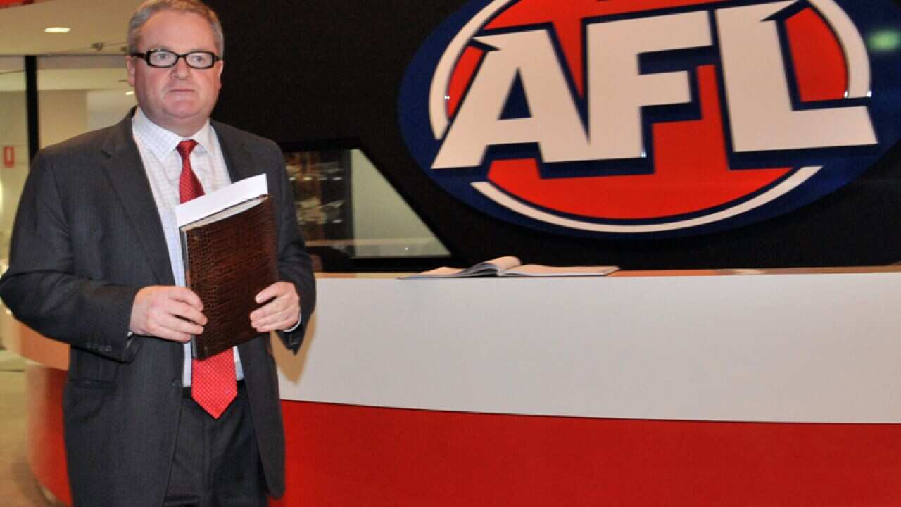 Western Bulldogs president Peter Gordon leaves AFL House in Melbourne
