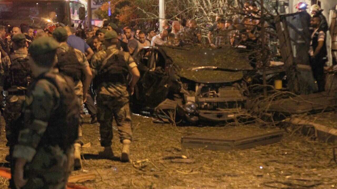 The site of a car bomb explosion in Beirut