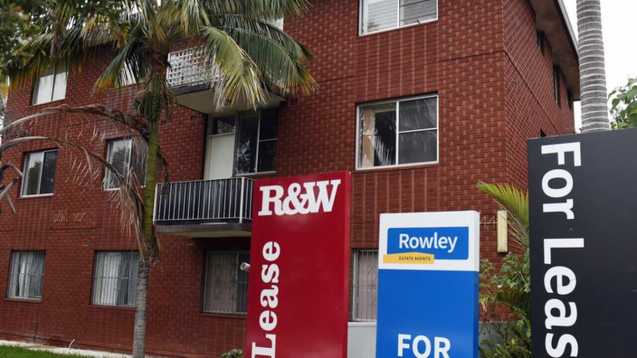 "For Lease" signs are seen outside a block of units in inner Sydney on Friday, April 8, 2016. (AAP Image/Mick Tsikas) NO ARCHIVING