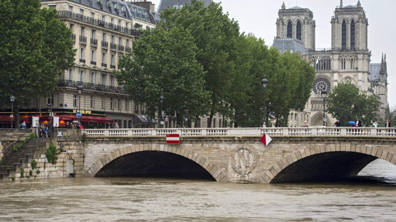 The Seine river with Notre Dame in the background