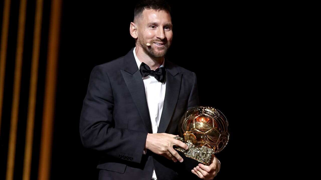 Argentine international Lionel Messi wins the Ballon d'Or 2023 during the Ballon d'Or 2023 ceremony at the Theatre du Chatelet in Paris, France