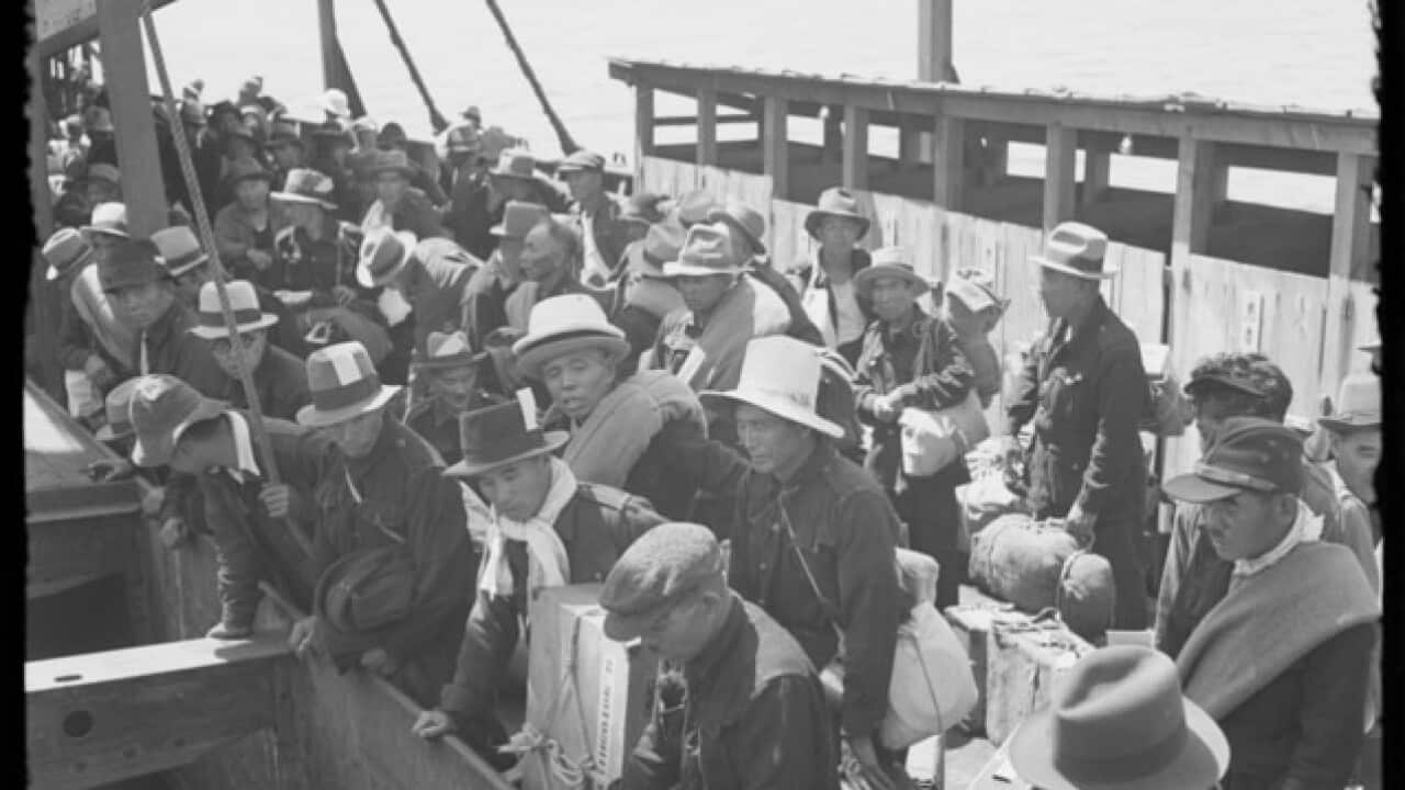 Japanese civilian internees aboard the Koei Maru in 1946.