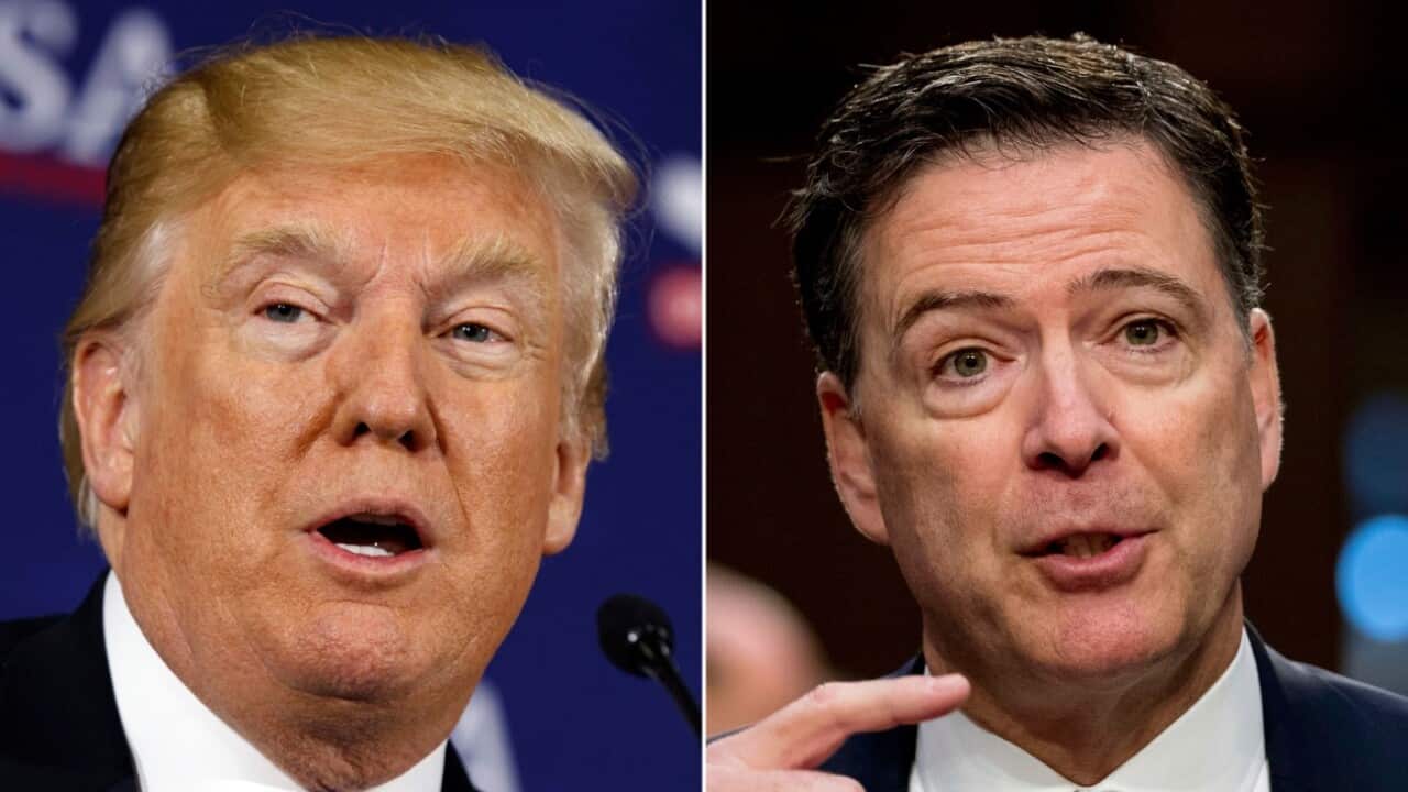 Combo image of US President Donald Trump and former FBI director James Comey