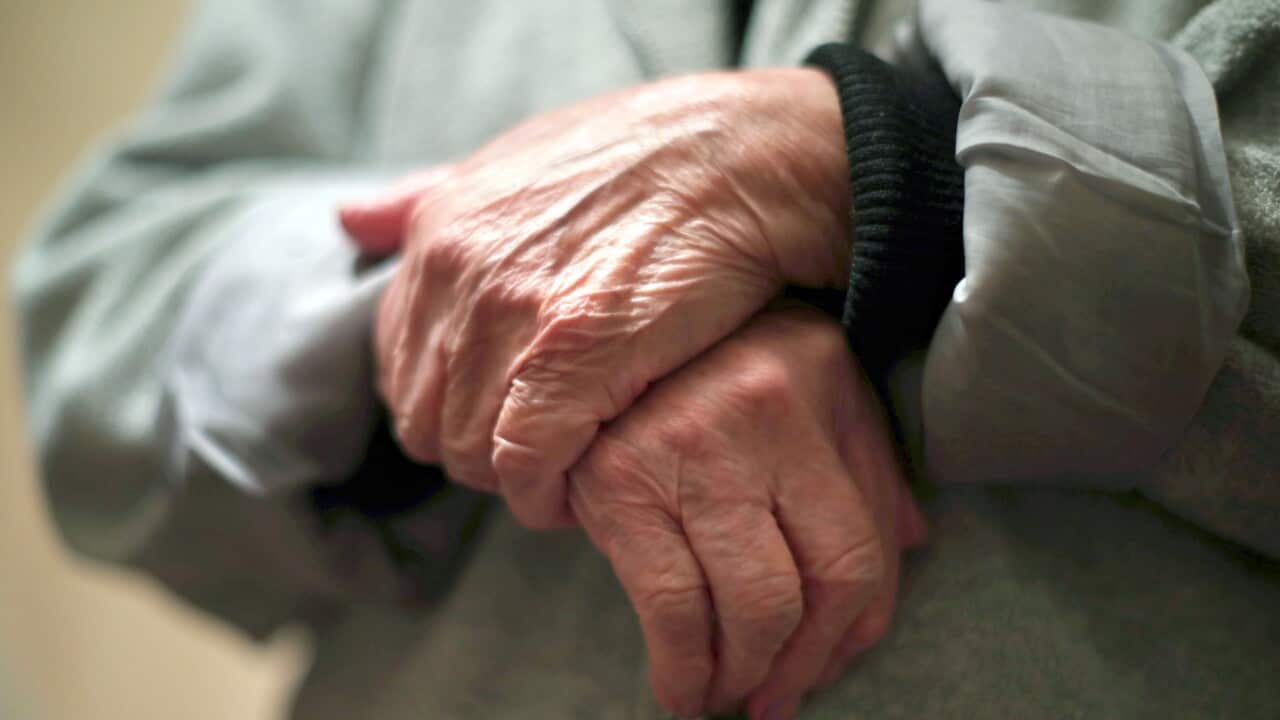The hands of an elderly woman