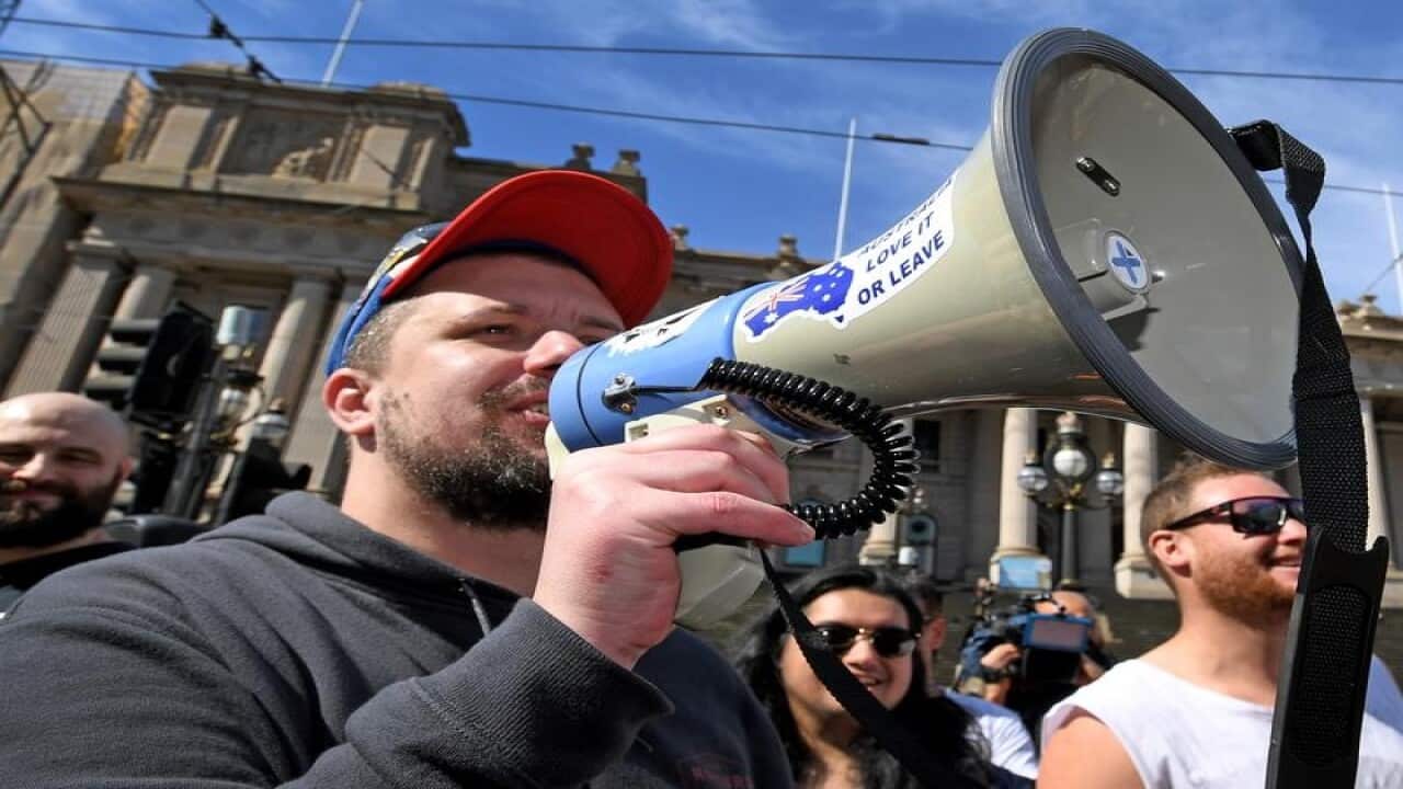 Far-Right activist Neil Erikson during a protest