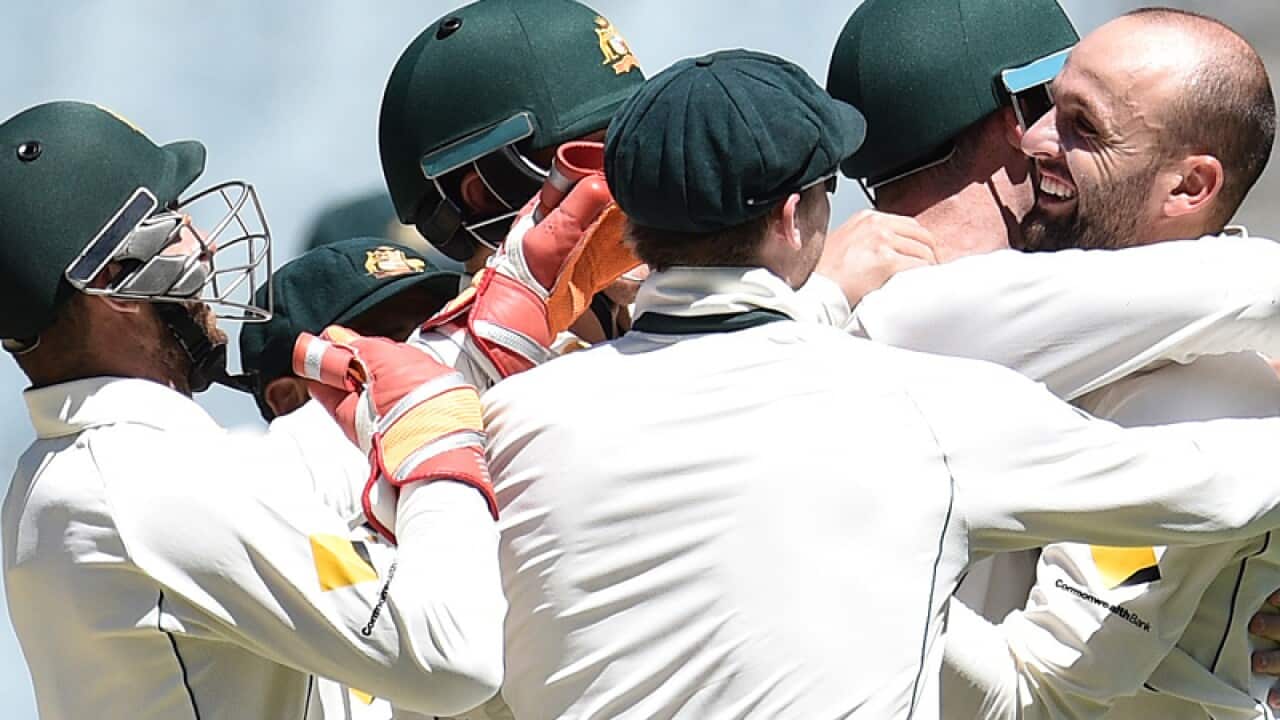 Australia celebrates the dismissal of Asad Shafiq