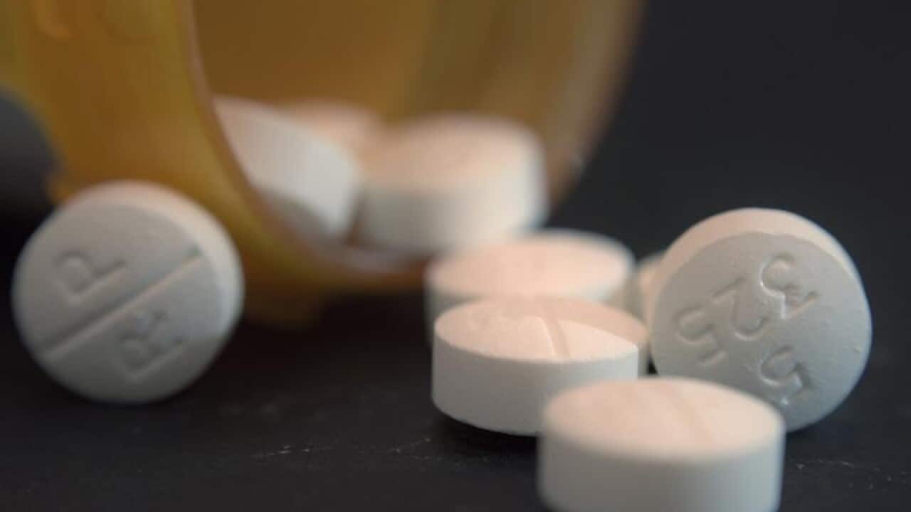 Pills of the opioid oxycodone-acetaminophen.