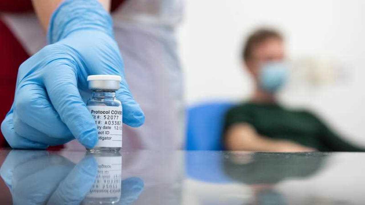 Close up of the coronavirus vaccine developed by AstraZeneca and Oxford University