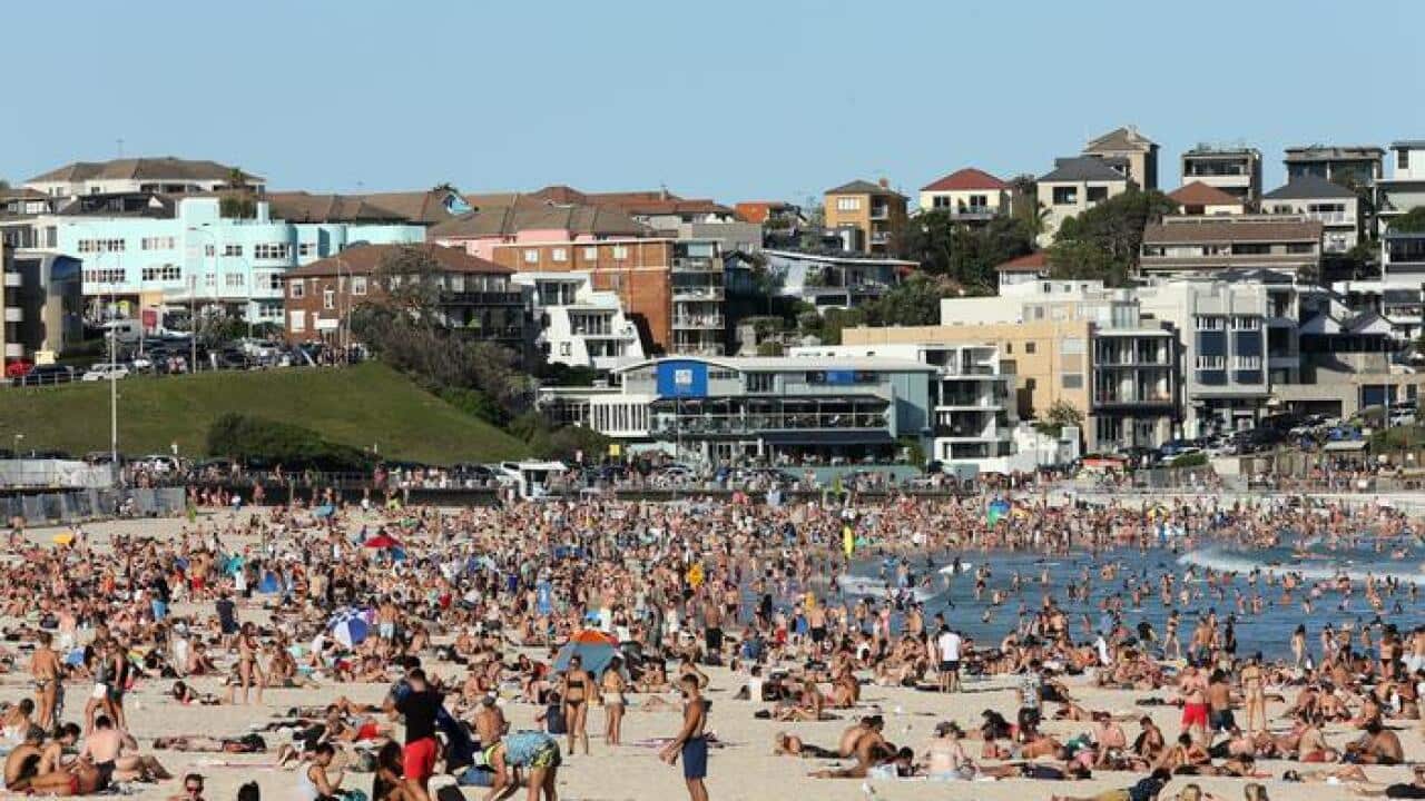 Beachgoers visit Bondi Beach despite the threat of Covid-19 Coronavirus on 20 March 2020. 