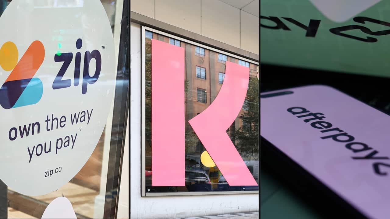 A triptych of the Zip, Klarna and Afterpay logos.