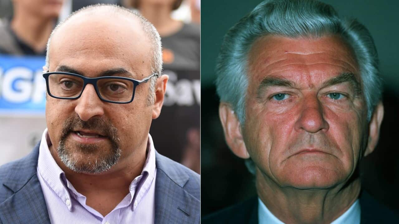 Federal member for Wills Peter Khalil and former Prime Minister Bob Hawke. 