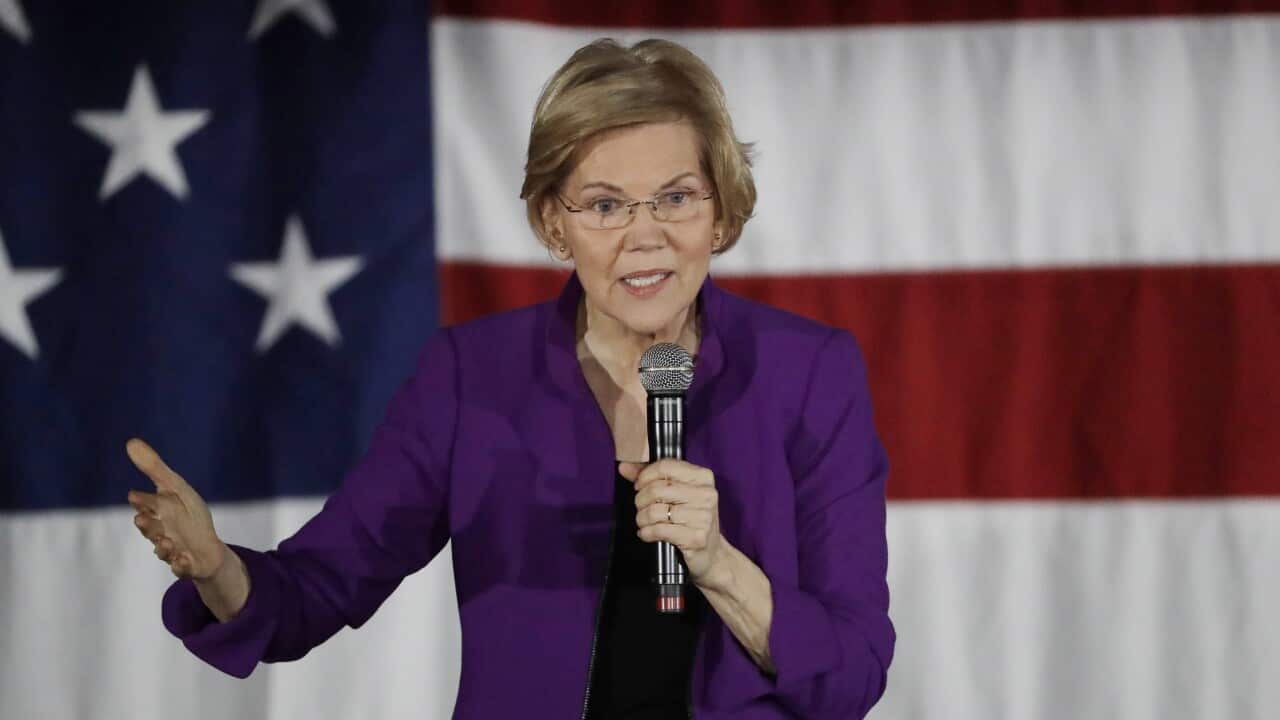2020 Democratic presidential candidate Sen. Elizabeth Warren speaks to local residents in the Queens borough of New York.