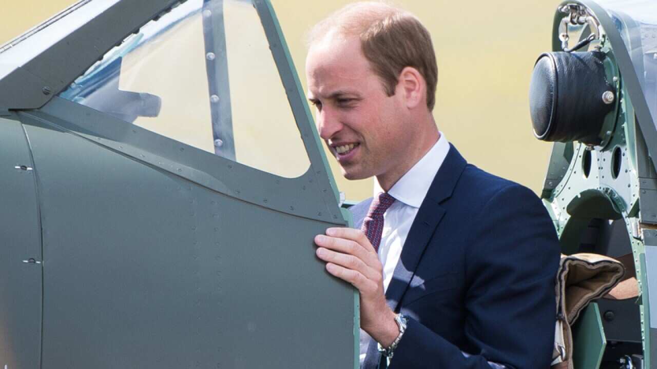 Prince William sits in a Supermarine Spitfire Mark l N3200