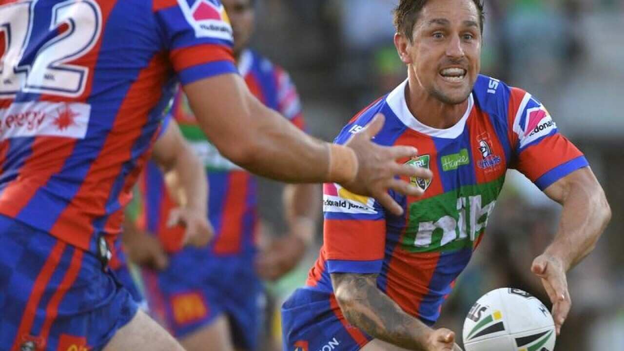 Mitchell Pearce of the Knights in action against Canberra Raiders.
