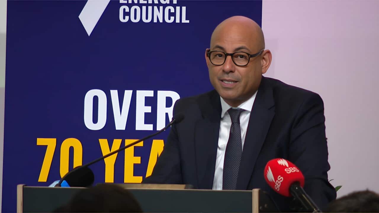 UN climate chief Simon Stiell speaking in Sydney (SBS).jpg