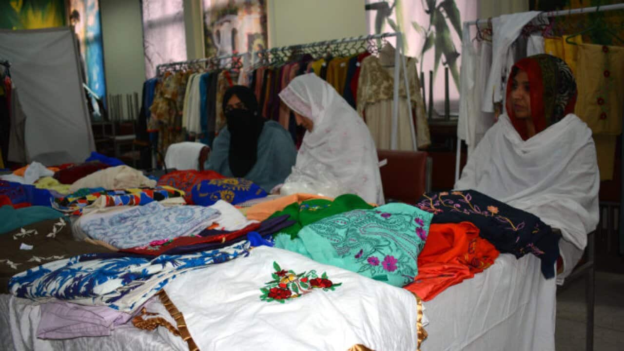 Women displaying their handicraft in KPK Pakistan