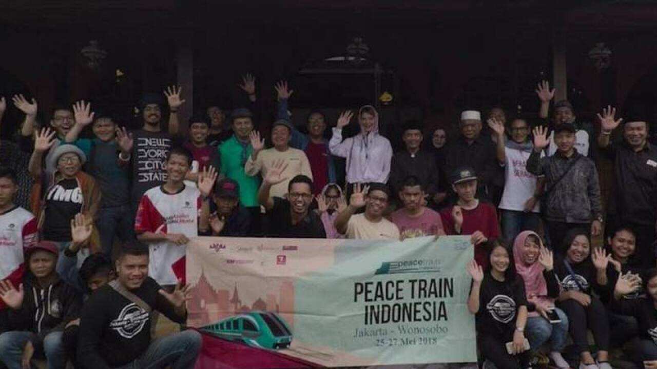Members of Peace Train Indonesia, bringing a message of peace and tolerance.