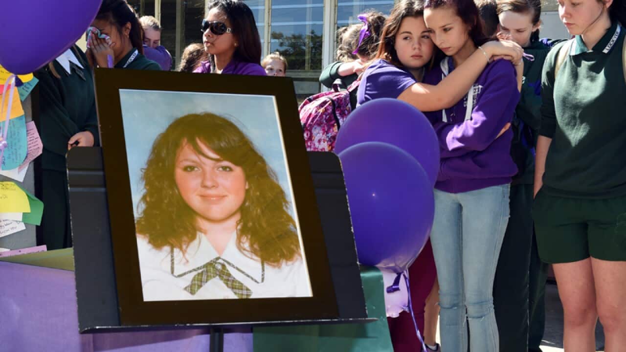 Students comfort each other for murdered teenager Jayde Kendall