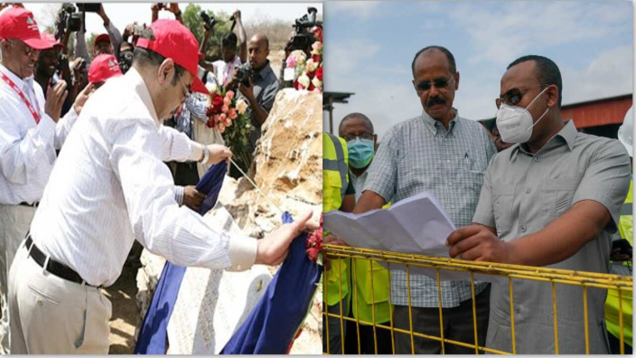 Former PM Meles Zenawi inaugurates the GERD while PM Abiy and President Isaias visit in 2020