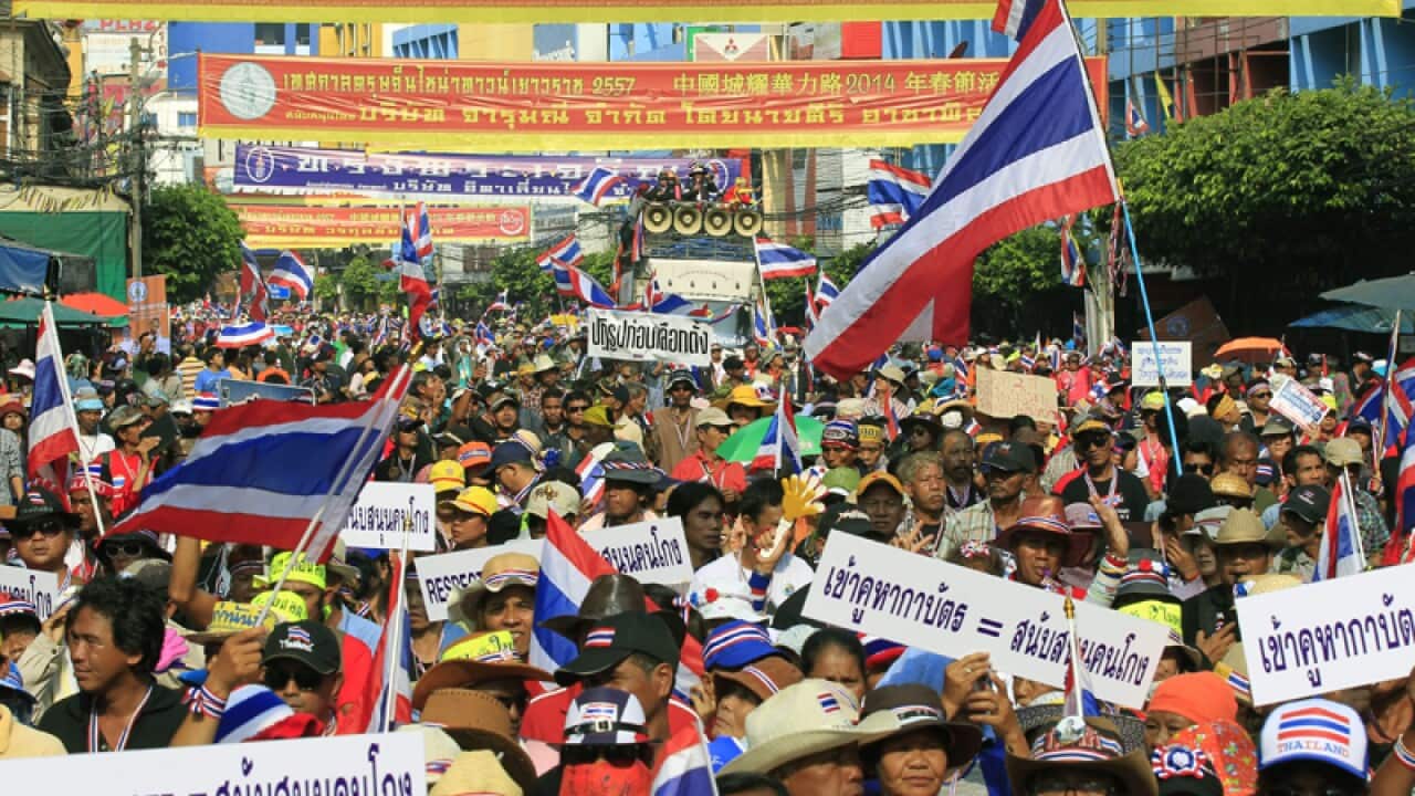 Anti-government protesters on the streets of Bangkok