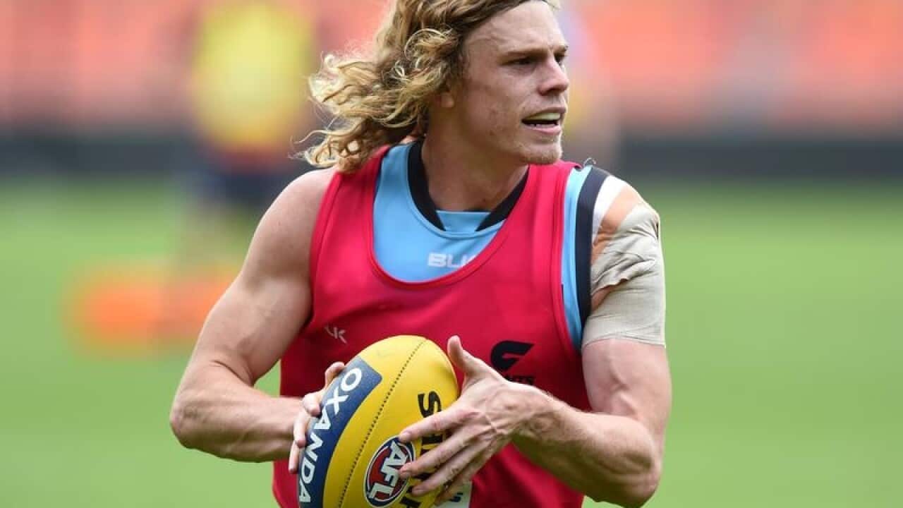 A file image of GWS Giants AFL player Adam Kennedy training.