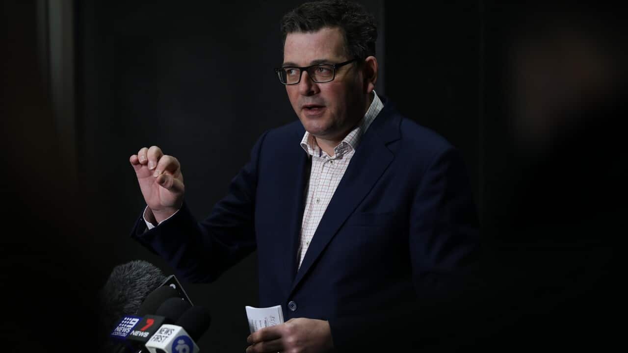 Victorian Premier Daniel Andrews addresses the media during a press conference in Melbourne, Tuesday, July 20, 2021. (AAP Image/Diego Fedele)