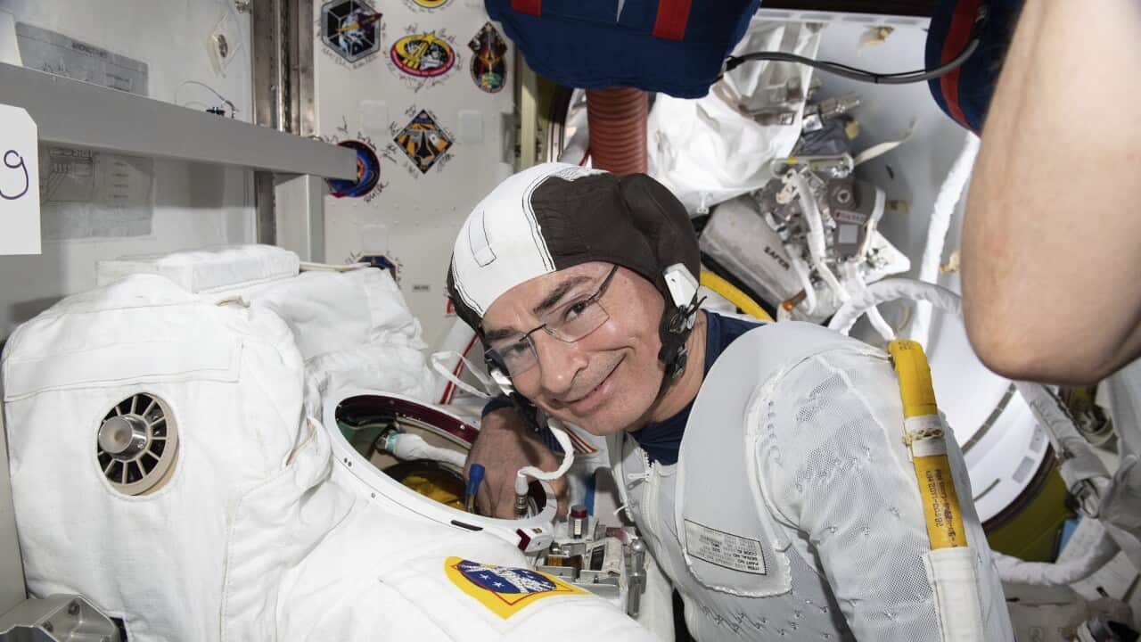 US astronaut Mark Vande Hei on board the International Space Station