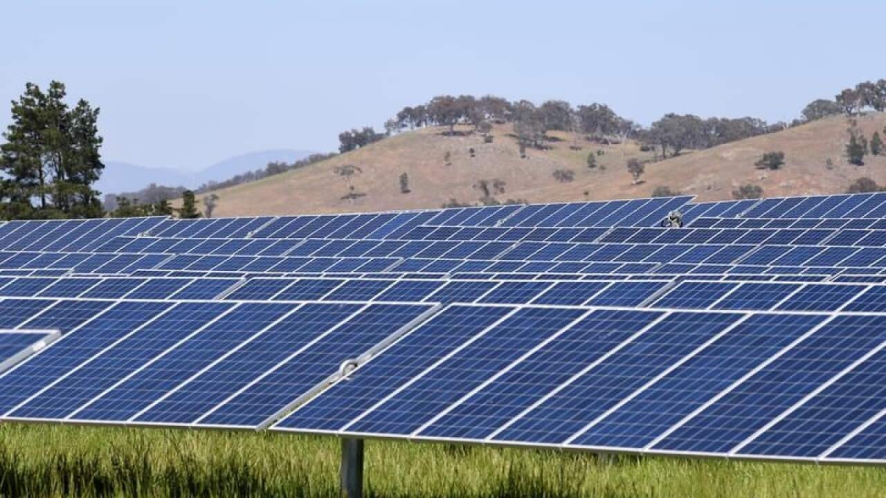 A general view of Mount Majura Solar farm in Canberra