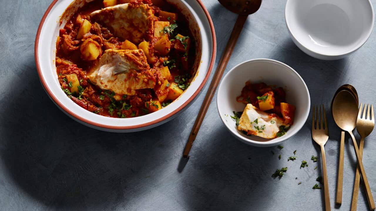 Indian spiced fish and potato curry