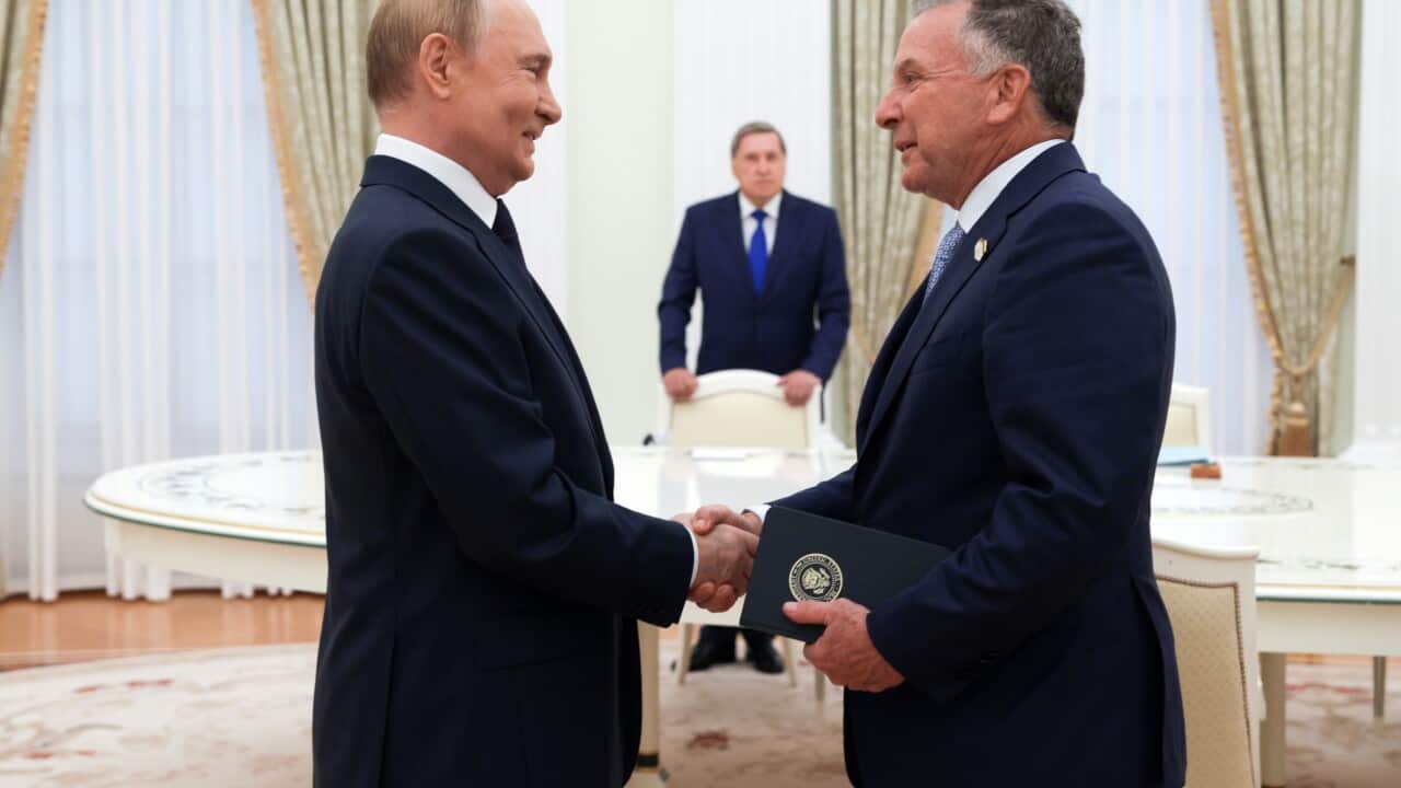 US envoy Steve Witkoff shaking hands with Russian President Vladymir Putin