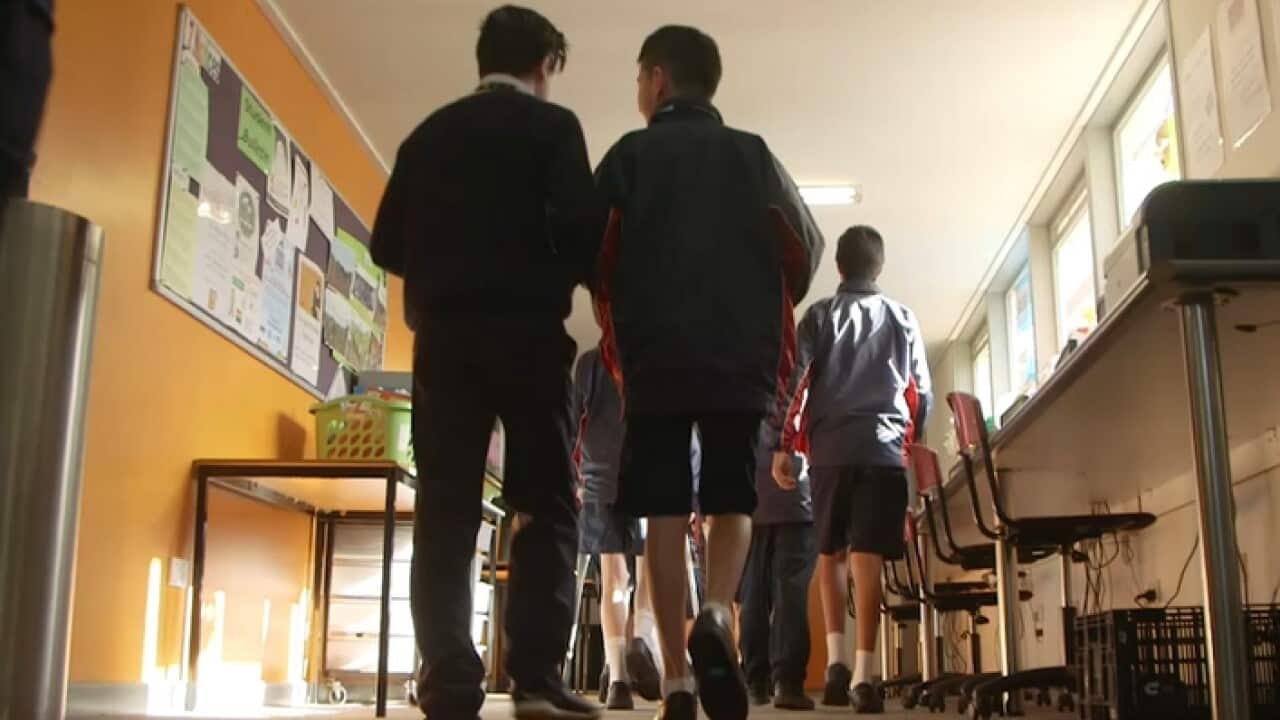 Pupils in a school corridor
